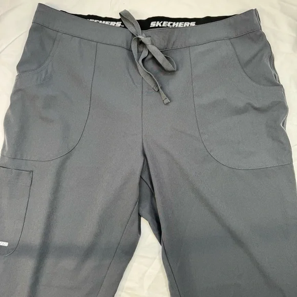 Skechers Scrub Pants Gray Large Reliance Cargo 3 Pocket Straight Leg Stretch - Picture 10 of 16